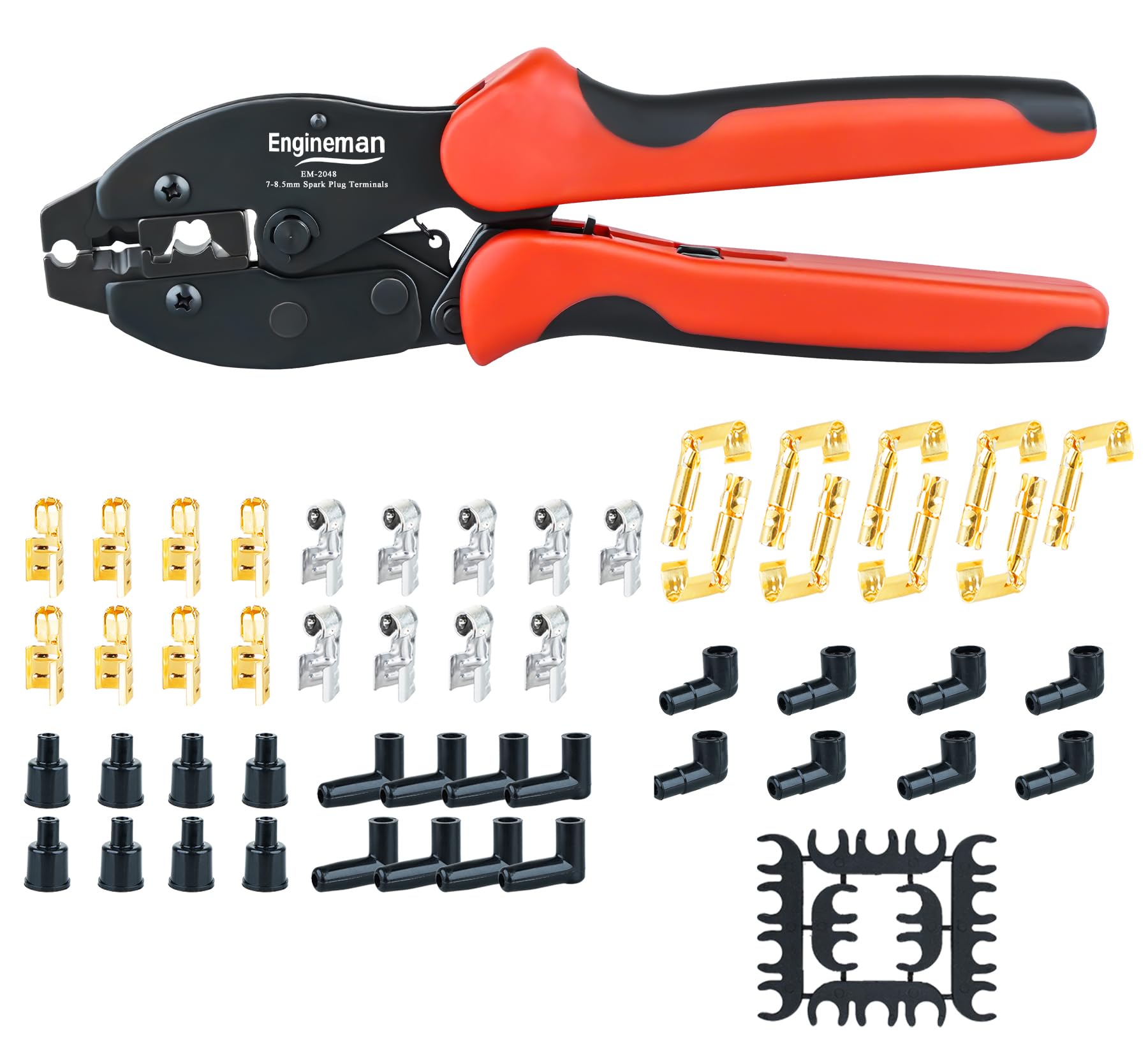 Spark Plug Wire Crimping Tool Kit Ratchet Spark Plug Crimper for Crimping and Stripping Plug 26PCS 180 90