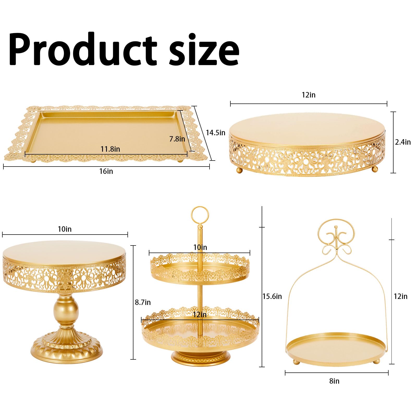 MTJYQTF Gold Cake Stand Set - 5pcs Metal Dessert Table Display Set for Party, Vintage Candy Table Display Sets for Wedding Birthday Baby Shower Housewarming Party Farewell Party CS005