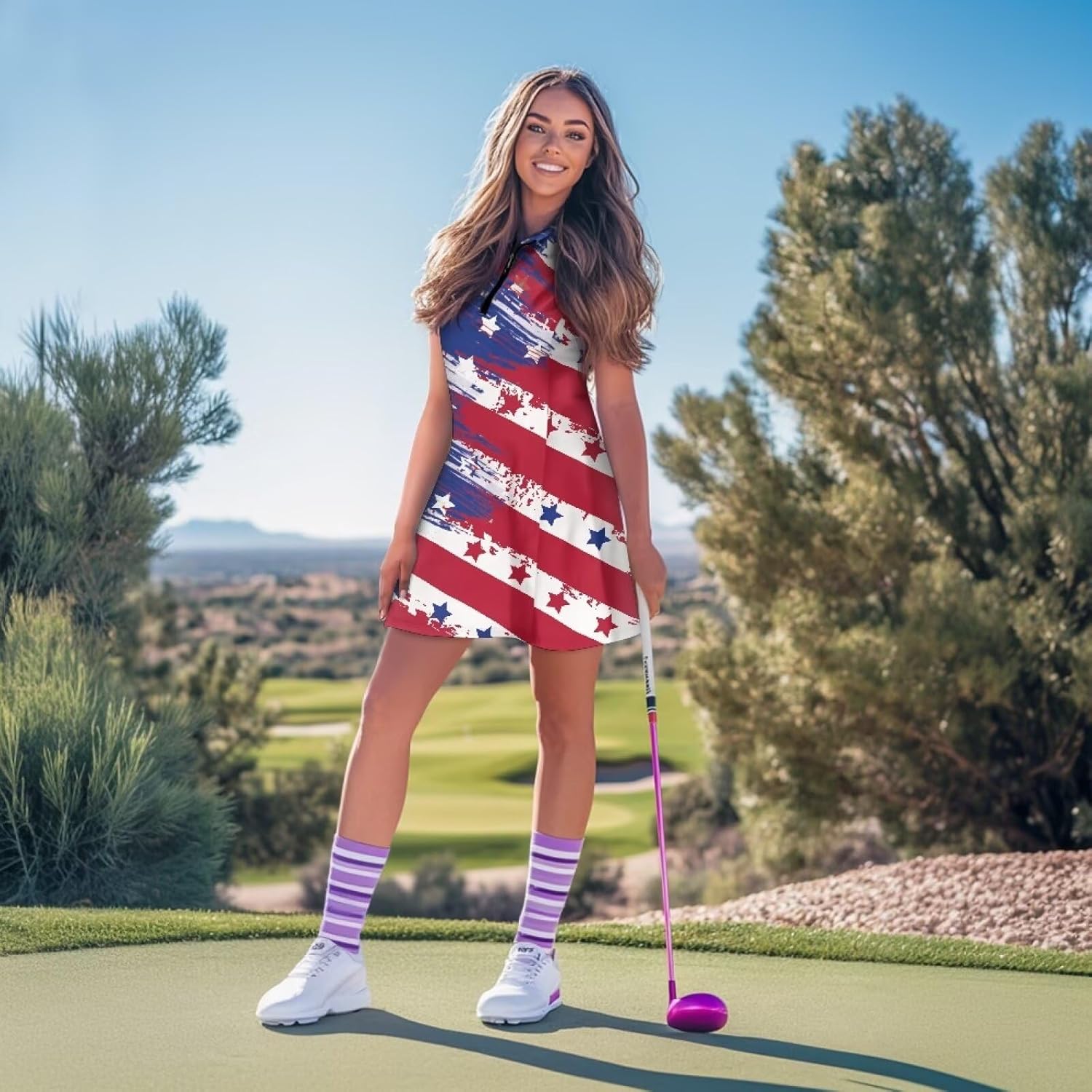 Collared Tennis Dress with Shorts and Pockets Sleeveless Half Zip Athletic Workout Dress for Women Plus Size XS-2XL