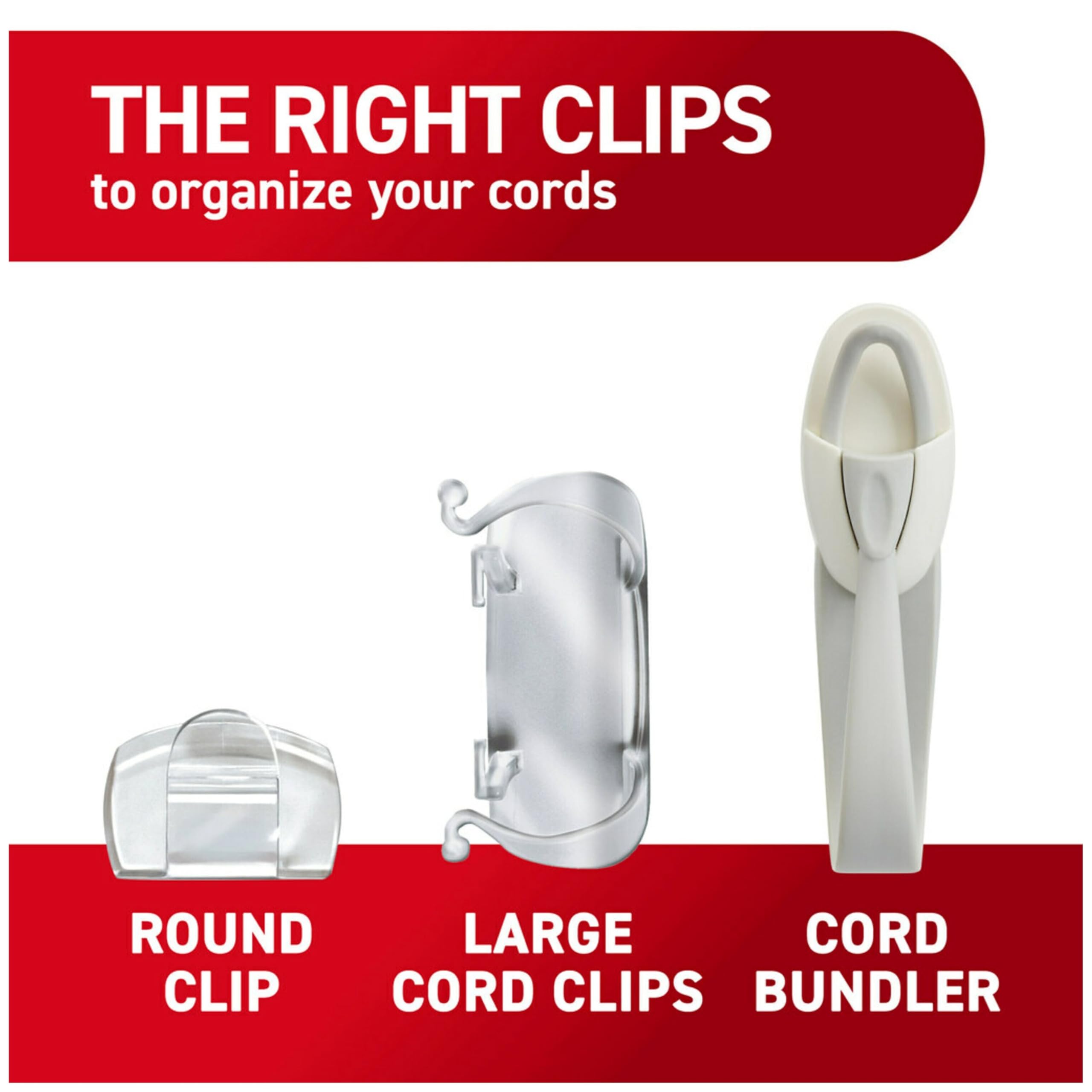 Command - Clips redondos para cables, transparentes, 4 clips, paquete de 4