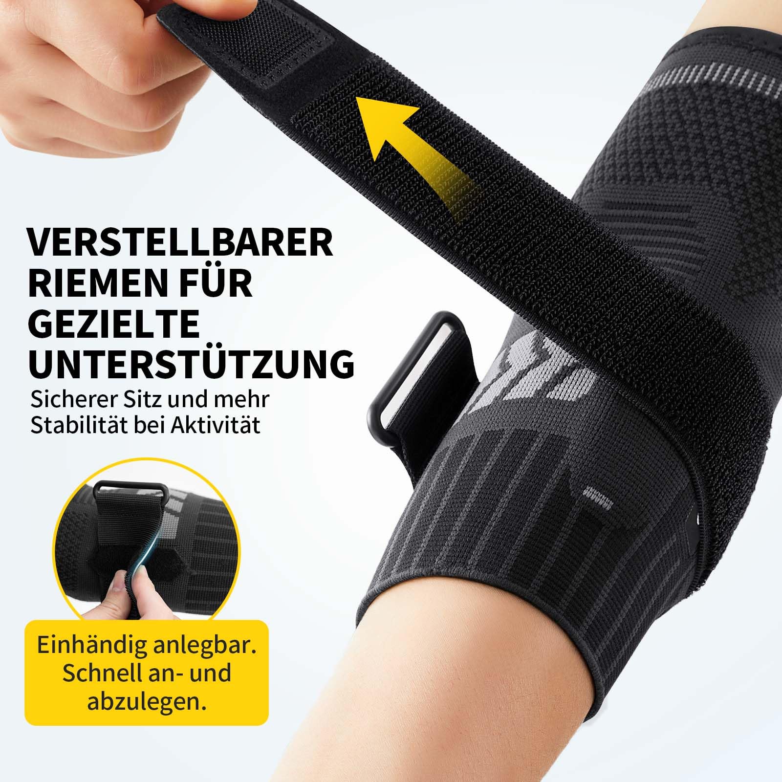 CAMBIVO Ellenbogenbandage mit Dual Silikonpolster für Tennisarm & Golferarm, Kompressions Arm Sleeve mit Verstellbarem Riemen, Bandage Ellenbogen Herren Damen für Sport & Schmerzlinderung