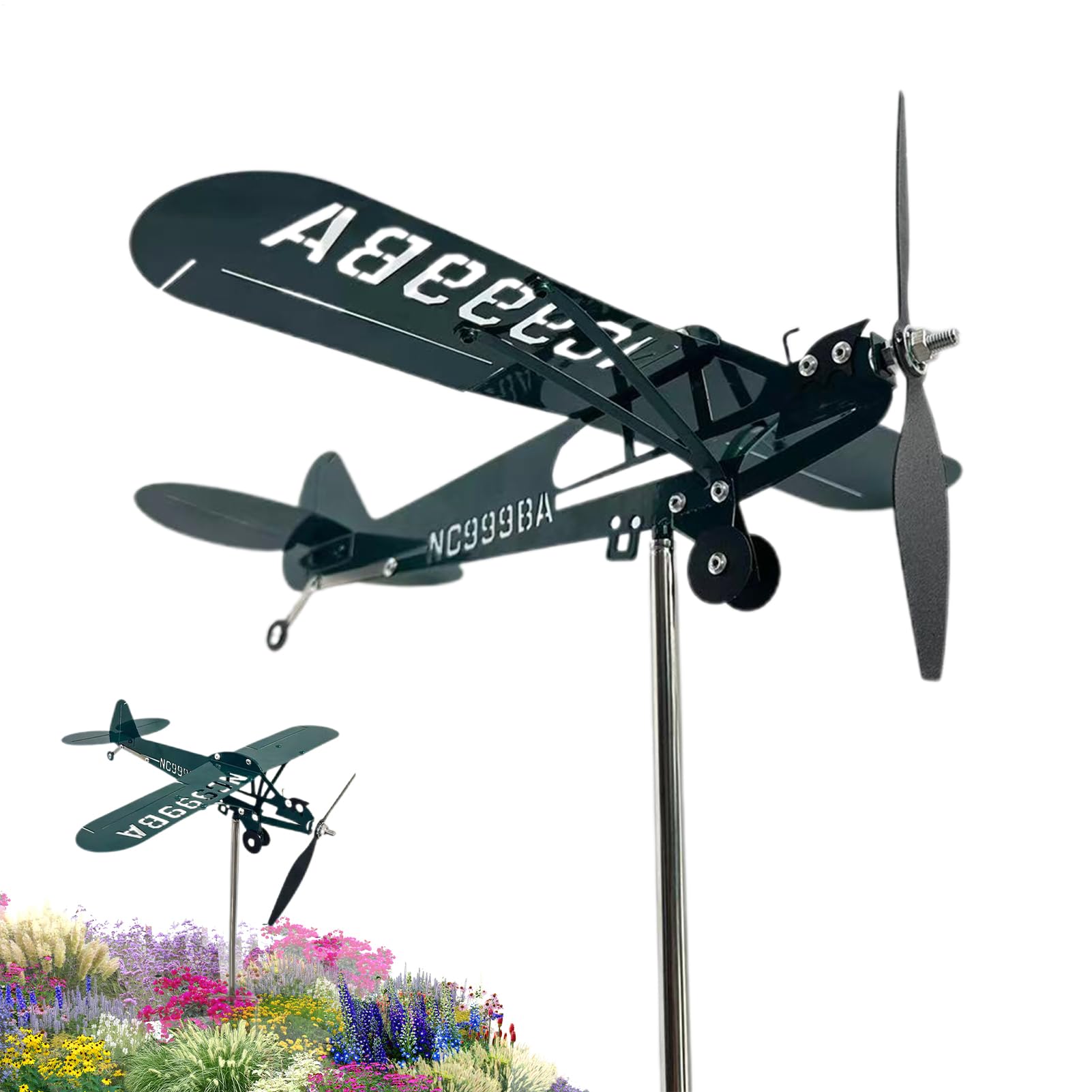 Airplane Wind Spinners Outdoor | Handmade Airplane Wind Vane,Metal Aircraft Sculpture Pinwheel Spinner Decoration for Patio Yard Garden Flight Lovers