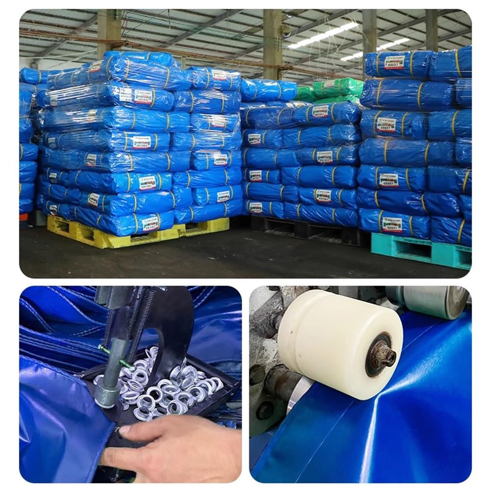 Lona de PVC resistente de 500 g/m² con ojales reforzados, plegable, antidesgarros, para exteriores, lona impermeable de 3 x 6 m, para camping, techo, patio, lluvia y refugio solar