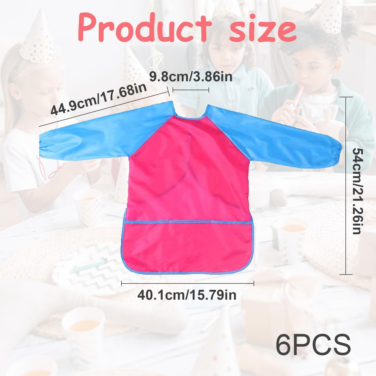 Dongnesi 6 Pack Childrens Aprons for Baking,Artist Costume Kids,Art Apron Kids For Age 2-5 Years Boys And Girls Play Apron,Kid s Aprons for Cooking Painting Baking (Yellow+Pink) - Image 2