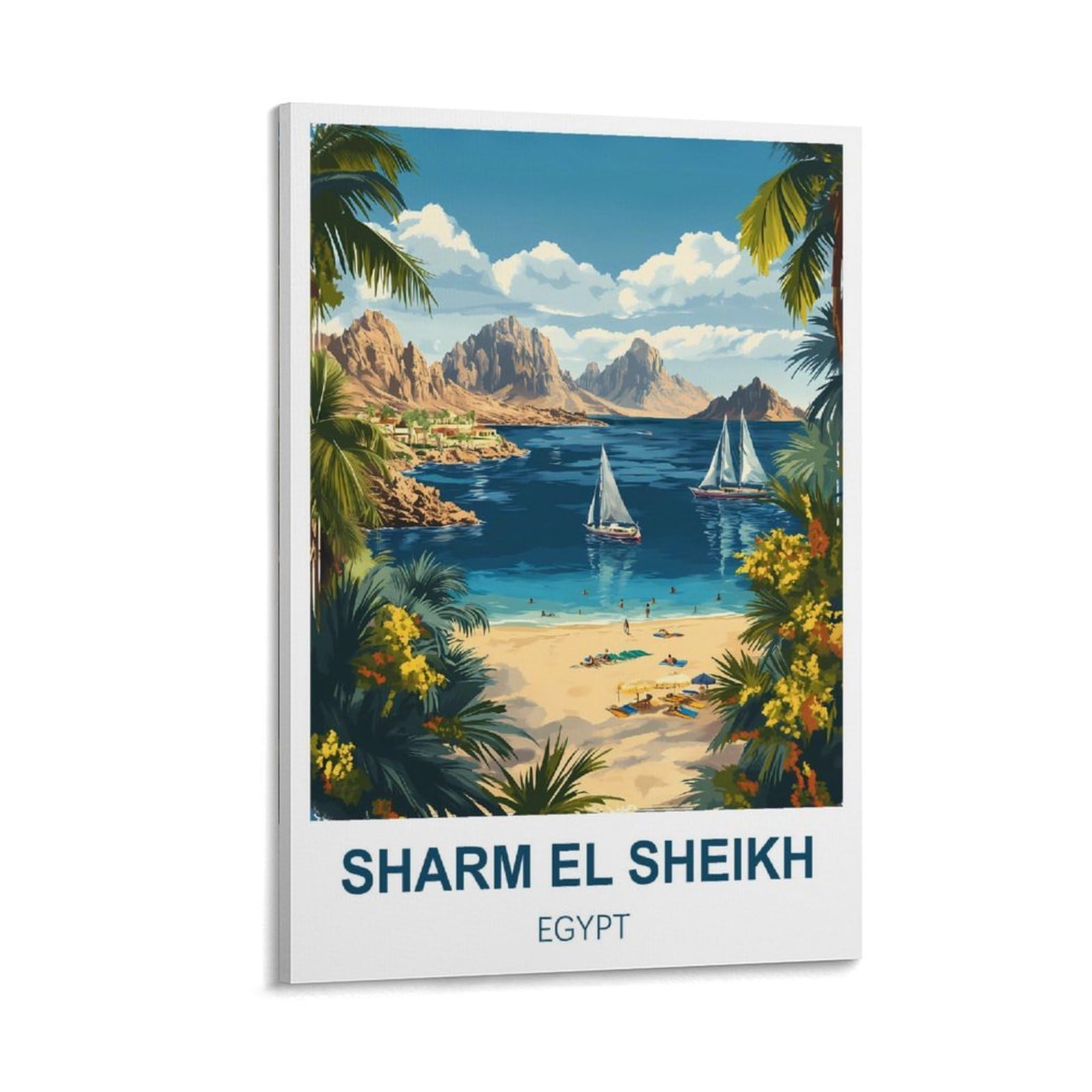 Fjiwecwsq Frame-Style Sharm El Sheikh Egypt Vintage Travel Posters 08X12inch(20X30cm) Canvas Wall Art Painting Prints