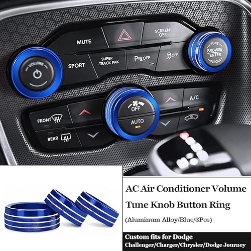 Miniatura 3 de Auprite Cubiertas de perilla de control de clima para Dodge ChallengerCharger 2015-2023, para Chrysler 300 300s 2015-2022 2023 (3 piezasrojo + 3