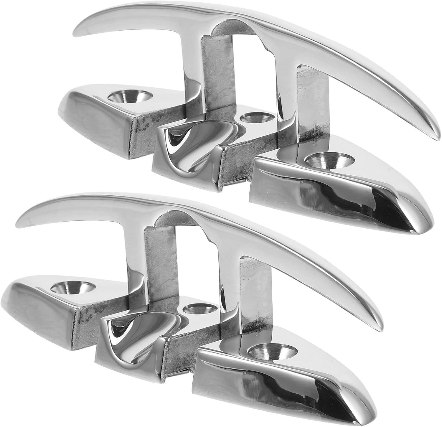 Milisten 2pcs 5-inch Marine Stainless Steel Folding Boat Dock Cleats 316 Grade Mooring Rope Cleats for Kayaks Yachts Canoes Boat Deck Hardware
