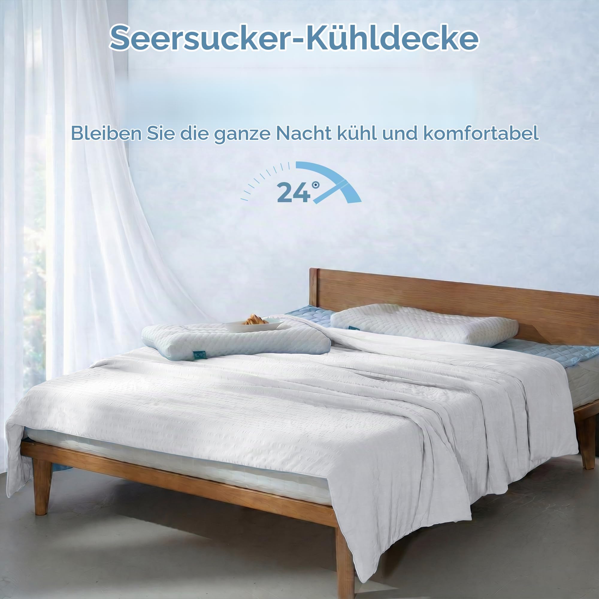 UNIKOME Kühldecke Doppelseitig - Wendbare Sommerdecke aus Bubble Sherpa & Ice Silk, Leicht und Atmungsaktiv für Hitze- und Schweißgeplagte, Ideal für Klimaanlagen, 150 x 200 cm, Weiß