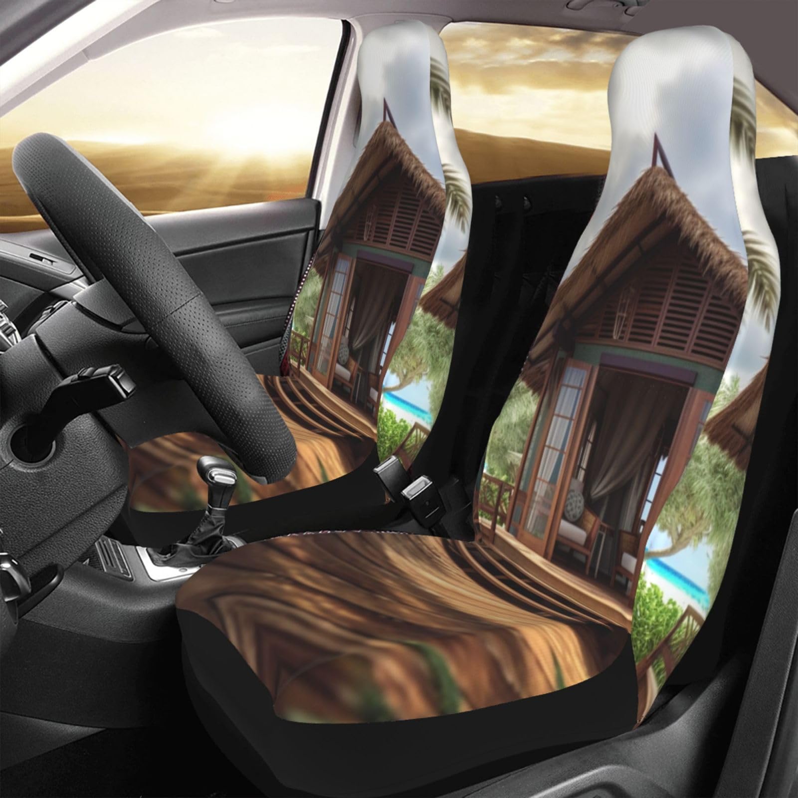 Housses de siège de voiture en bois bungalow romantique pour berline - 8