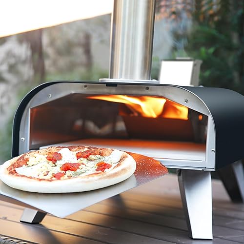 Miniatura 2 de BIG HORN OUTDOORS Hornos de pizza negros de 12 pulgadas, máquina de pizza de pellets de madera, pizzas horneadas a piedra fáciles de usar en