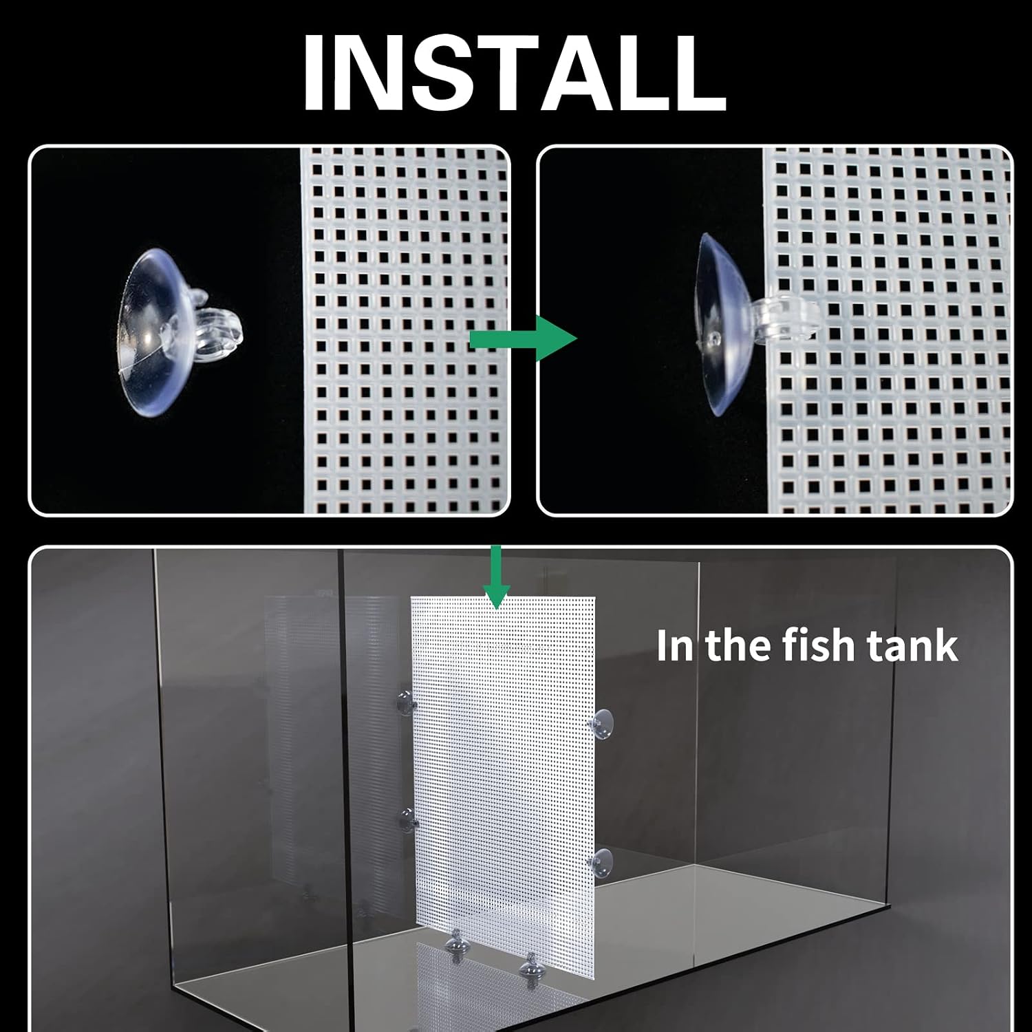 2 Pack Fish Tank Divider with Suction Cup, Aquarium Divider Plastic Cuttable Grid Plate for Juvenile Fish Separator DIY Designed Clear Easy to Bent Cut and Assemble, 10x13in