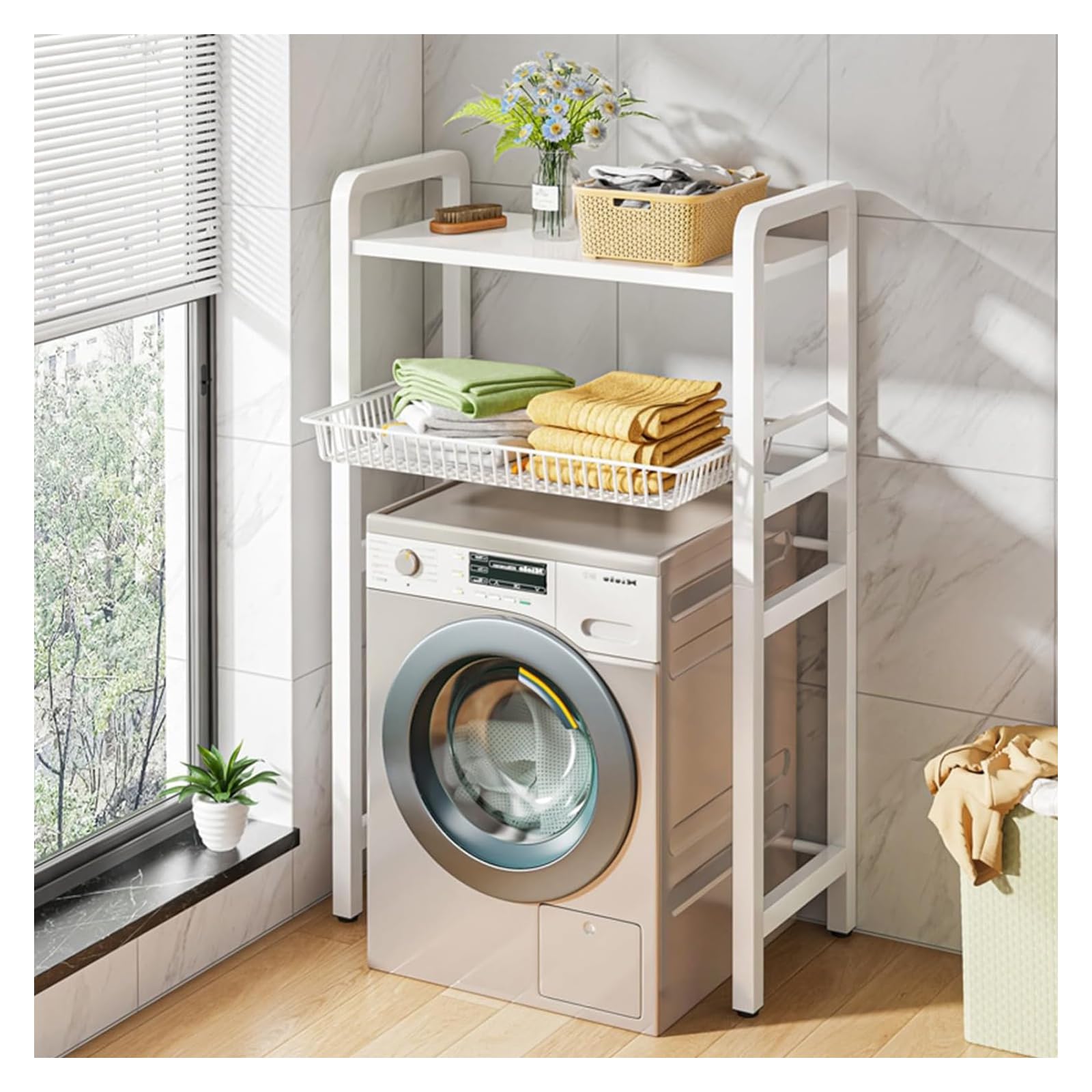 Mensola da bagno salvaspazio – 2 ripiani sopra il WC, facile da montare, design indipendente, colore bianco, perfetto per piccoli spazi e soggiorni nizzati
