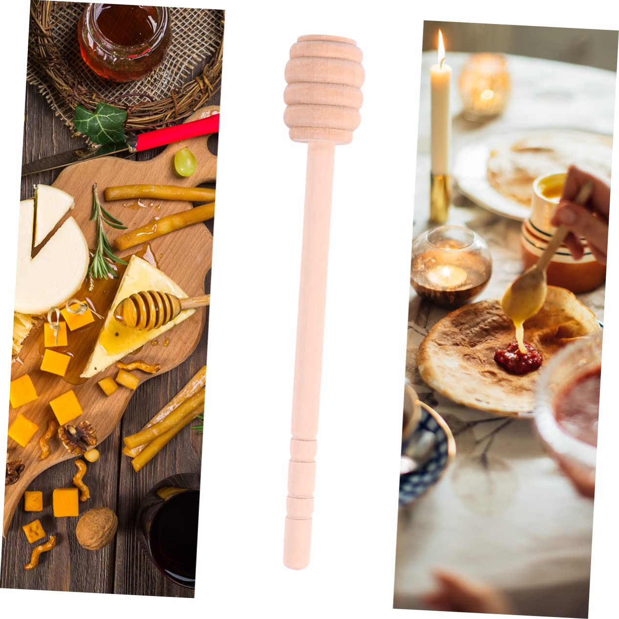 HOLIDYOYO 12pcs Bee Stick Honey Stir Sticks Syrup Stirrer Creme De Menthe Syrup Chocolate Stirrers Stirring Rod for Kitchen Honey Ladle Cocktail Stir Sticks Jar Stick Wooden Brown re-usable
