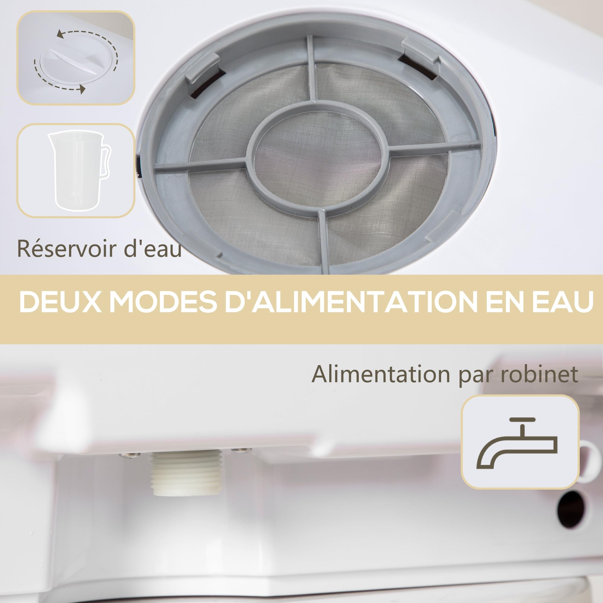 HOMCOM Mini lavastoviglie, lavastoviglie da tavolo, 5 programmi, doppia alimentazione dell'acqua e modalità di lavaggio della frutta, serbatoio dell'acqua da 6 L, comandi a sfioramento, display LED,