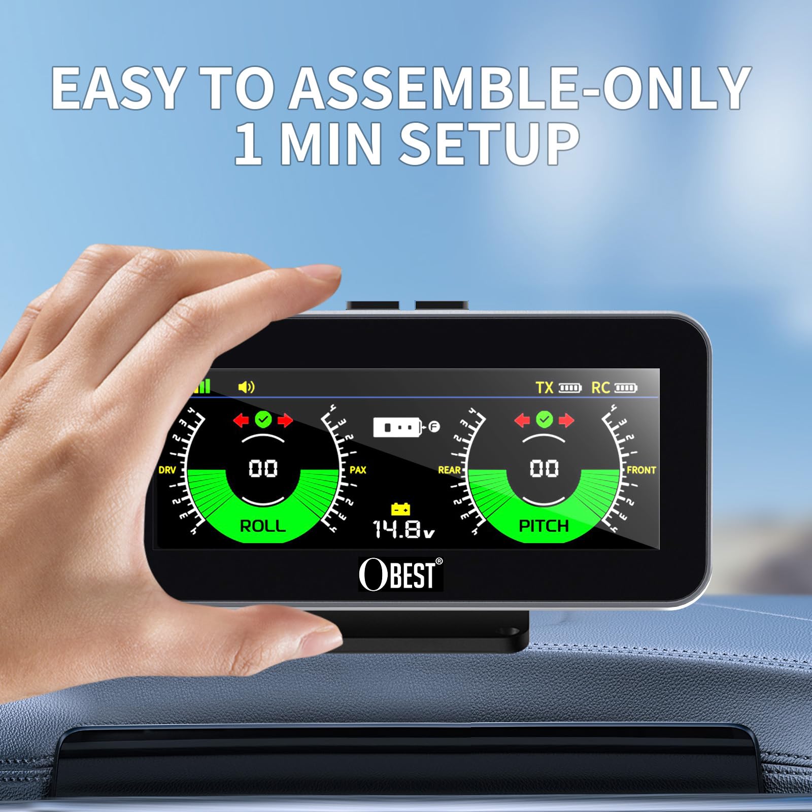 OBEST RV Leveling System, Sistema di livellamento Camper, livellatori Caravan, Connessione wireless senza app, Sistemi di Livellamento per Roulotte e Rimorchi, bilanciamento Accessori Universale