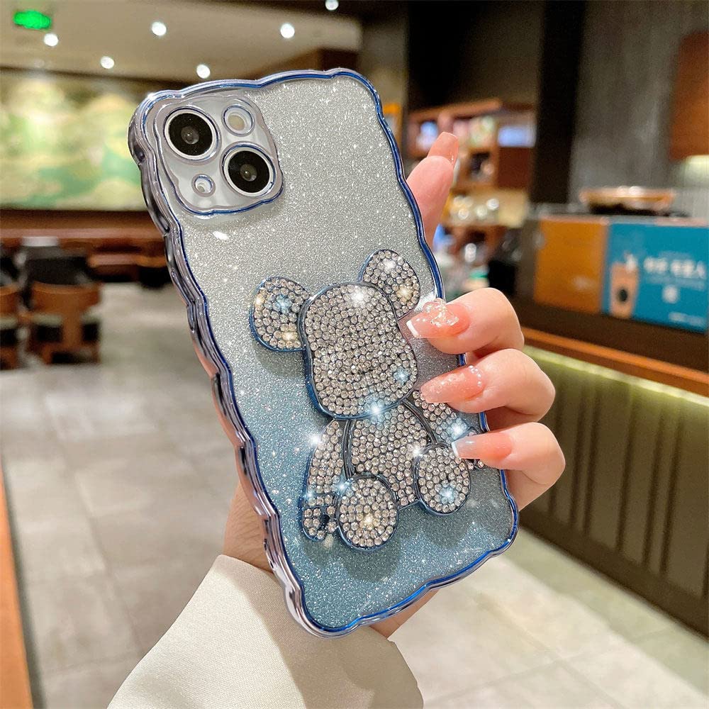 Coque diamant pailleté pour iPhone 11 12 13 14 Pro Max couverture strass silicone Peak Blue
