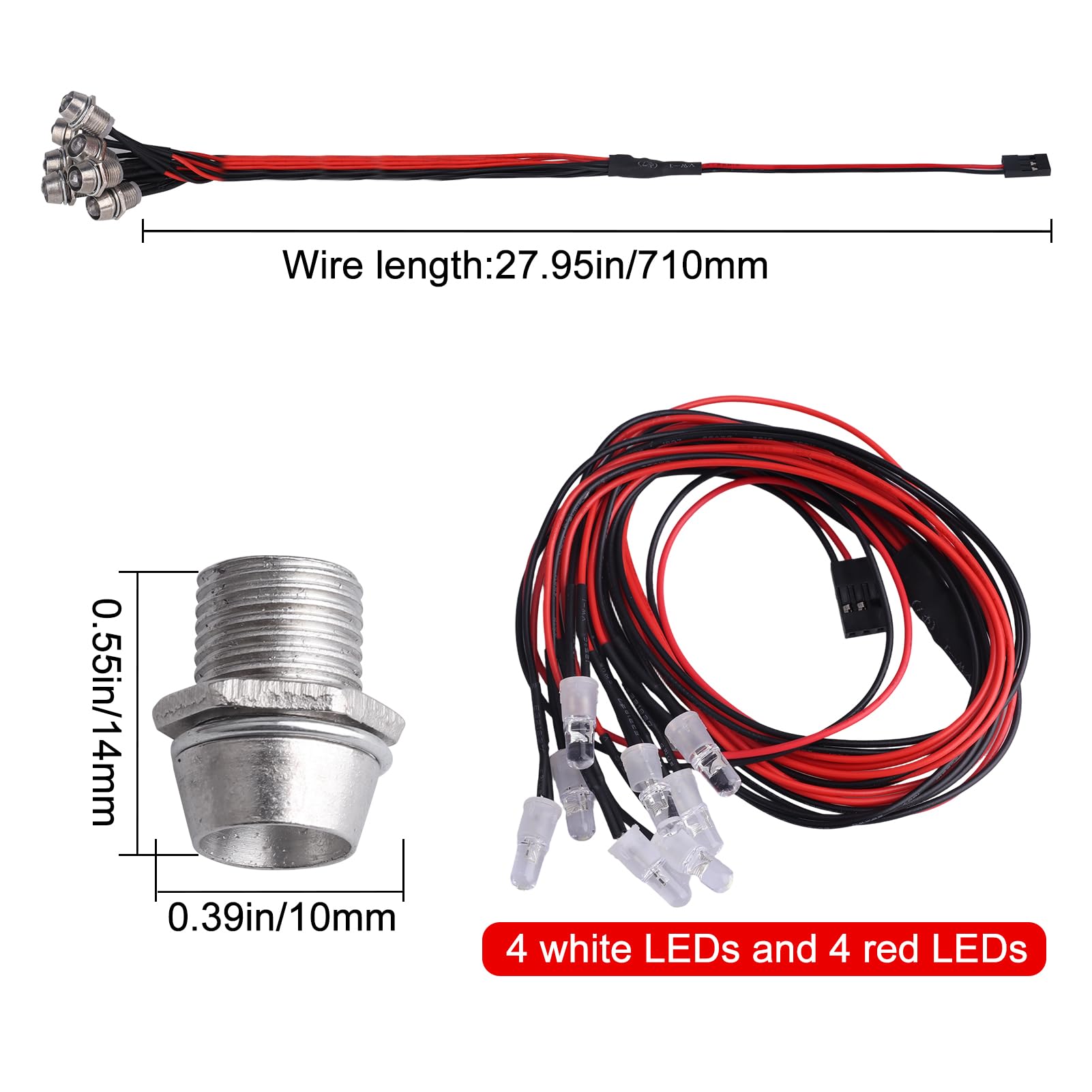 US 8LED Light Kit For RC Trucks - Headlights & Taillights With Switch, Fits 1/10 SCX10 2 thumbnail image