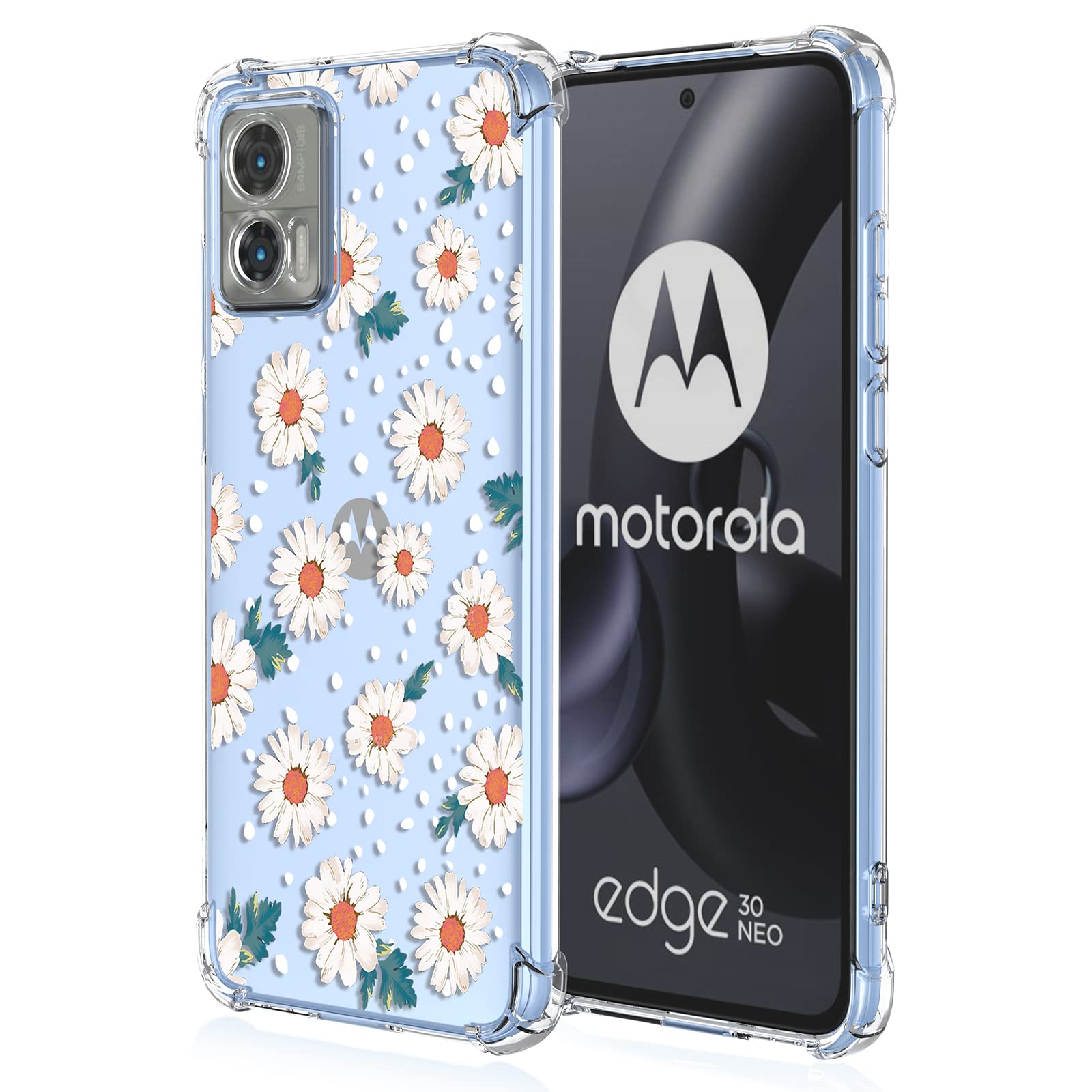 XINYEXIN Handyhülle Für Motorola Edge 30 Neo/Lite – Transparent Mit 3D Blumen, Stoßfest & Kratzgeschützt