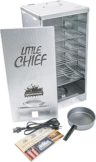 Smokehouse Little Chief Electric Smoker - Front Load 25lb Capacity for Fish Jerky Sausage Cheese at 165°F