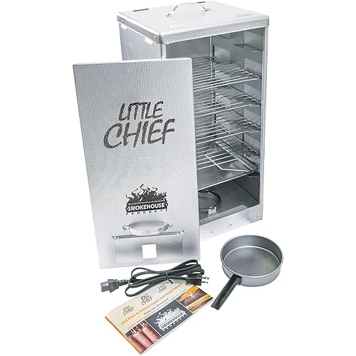Smokehouse Little Chief Front Load Smoker, Low to Mid Temperature Smoker for Fish, Jerky, Cheese, Sausage & Other meats, Smoke Up to 25 Pounds of Meat & Fish