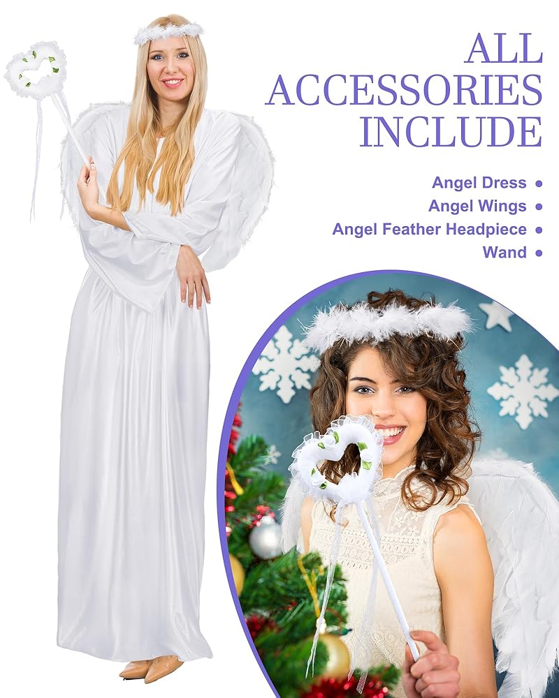 Amazon.com: Eurzom 4 Pcs Angel Costume Set - White Dress
