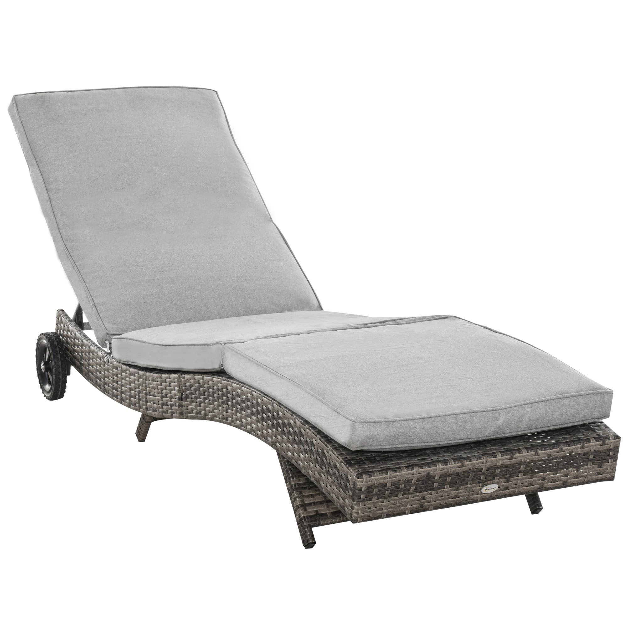 Outsunny Polyrattan Sonnenliege Gartenliege Verstellbar Grau 207x70x70 cm
