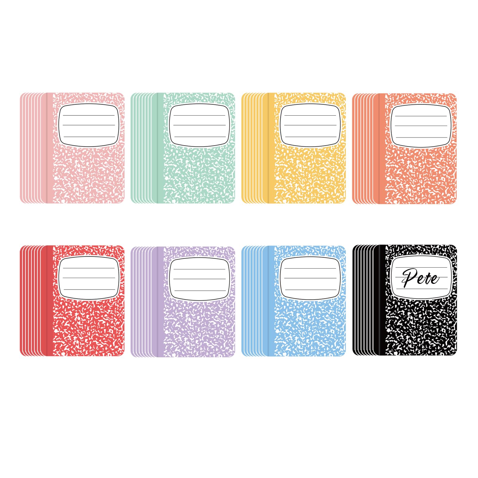 YQUQWN 64 PCS Composition Books Bulletin Board Decorations Set, Classroom Composition Notebook Theme Name Tags with Bulletin Board Sets Supplies for Teacher Classroom Decor, School, Homeschool
