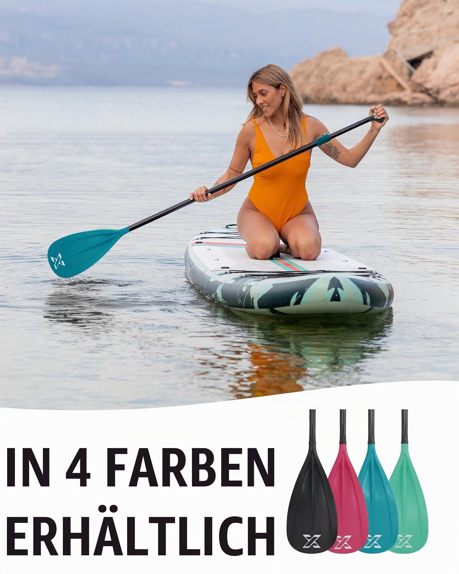 ZLX Sup Paddel 167-208cm,3 oder 4 Abnehmbaren Teilen,Verstellbares paddel für Stand-up Paddling mit Glasfaser Blade Perfekt für Surfen und Wassersport Vergnügen,kajak paddel,Stand Up Paddle Zubehör