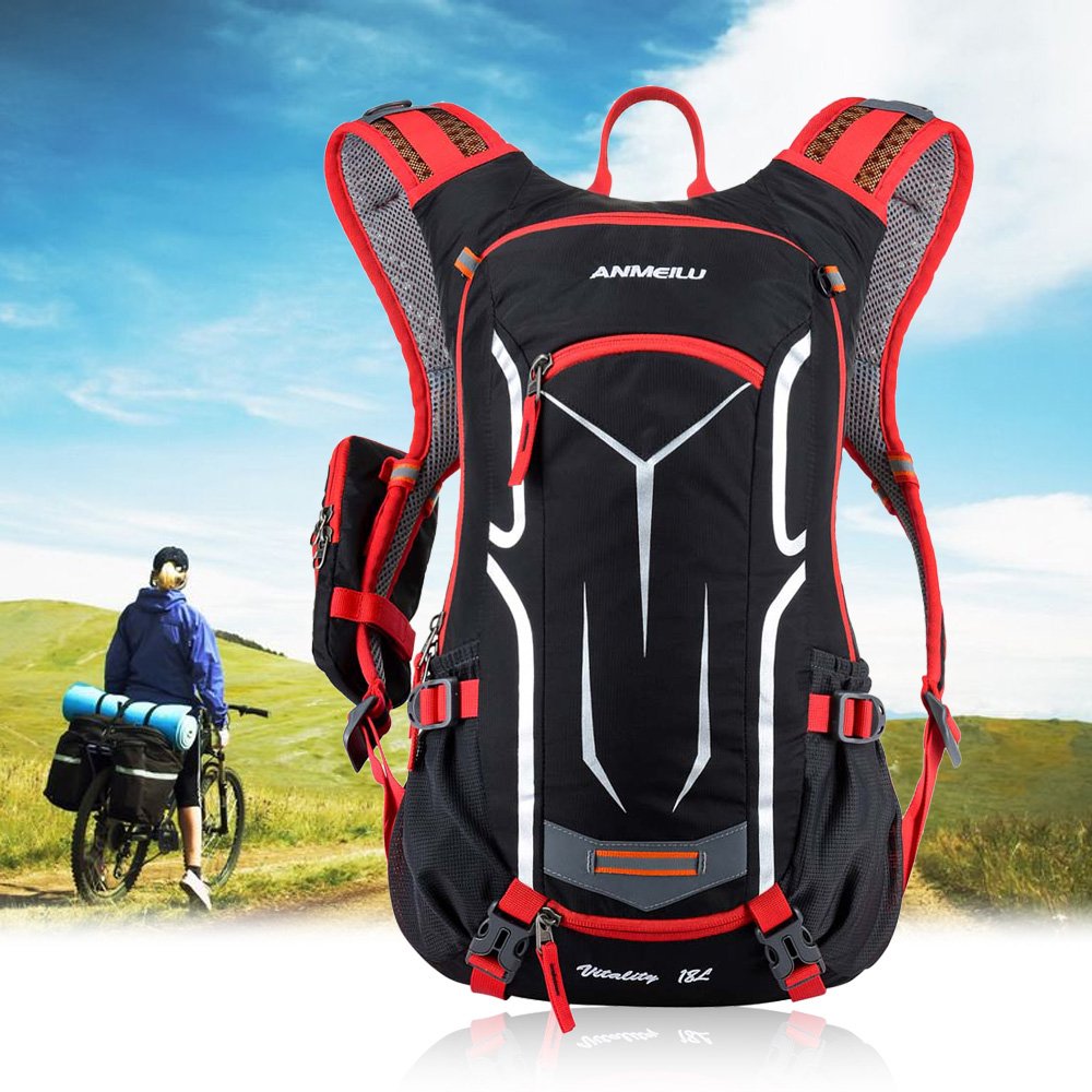 Zaino da Ciclismo Lixada18L Impermeabile e Traspirante per Sport All'aria Aperta, Guida e Viaggi con Copertura Antipioggia, Borsa Idratante Ultraleggera per Ciclisti
