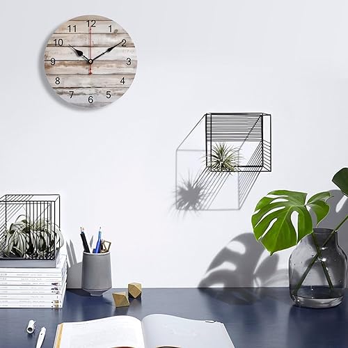 Miniatura 3 de Relojes de pared de 12 pulgadas para baño, reloj de pared silencioso a pilas, reloj de madera rústica de granja, fácil de leer, decoración moderna