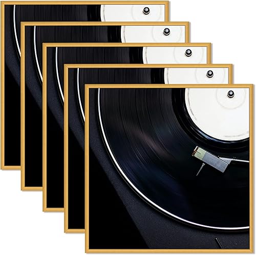 Miniatura 9 de Golden State Art, Marcos de aluminio para álbumes de 12.5 x 12.5 pulgadas, marco de discos con acabado de metal cepillado, parte delantera de vidrio