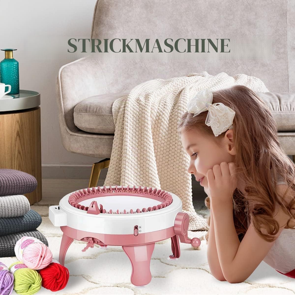SENTRO Strickmaschine Mit 48 Nadeln Und Reihenzähler - Für Erwachsene Mütze, Socke Und Schal