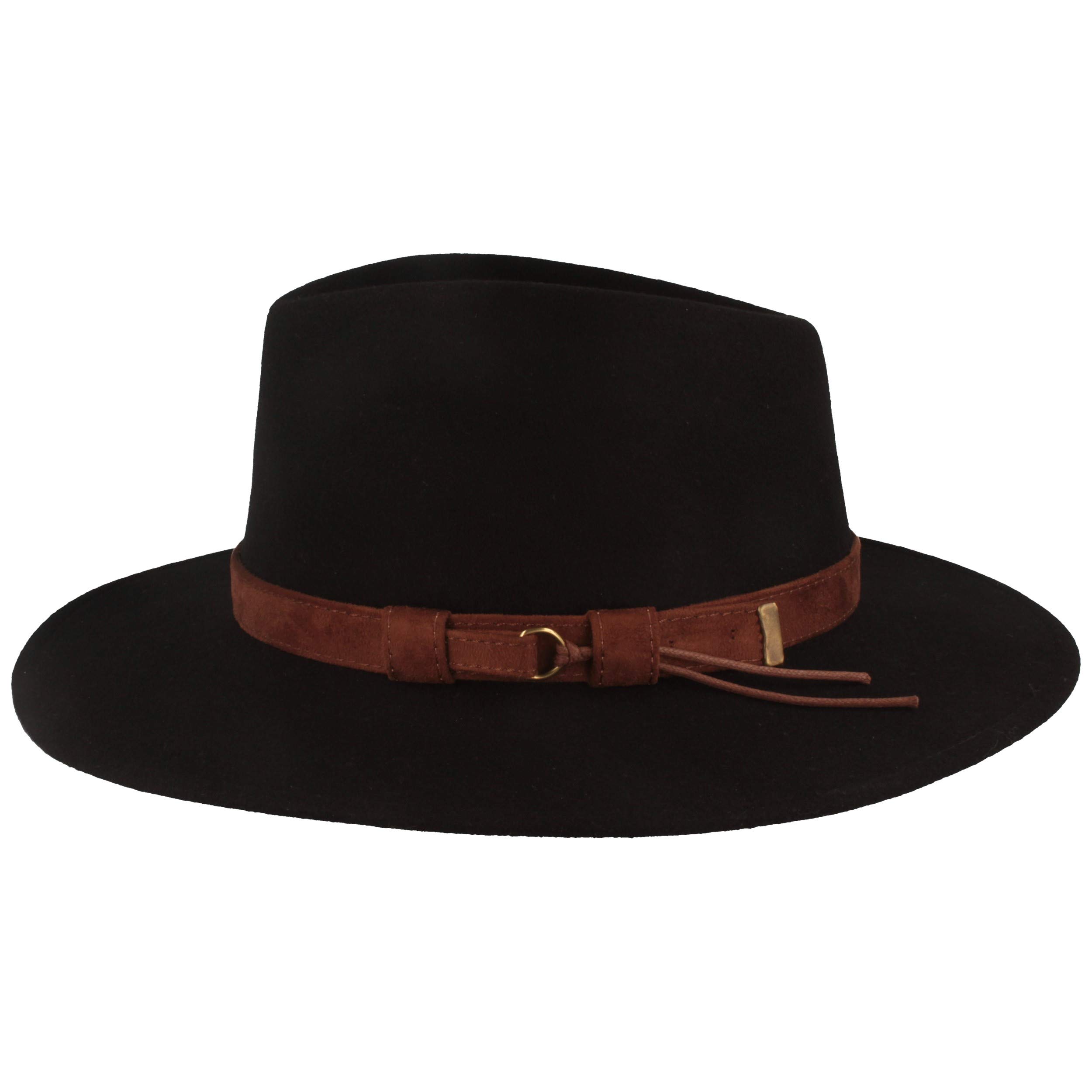 Breiter Cappello da Trekking Feltro 100% Lana Arrotolabile Pieghevole e Impermeabile Fedora Finiture in Pelle Cappello da Uomo e Donna