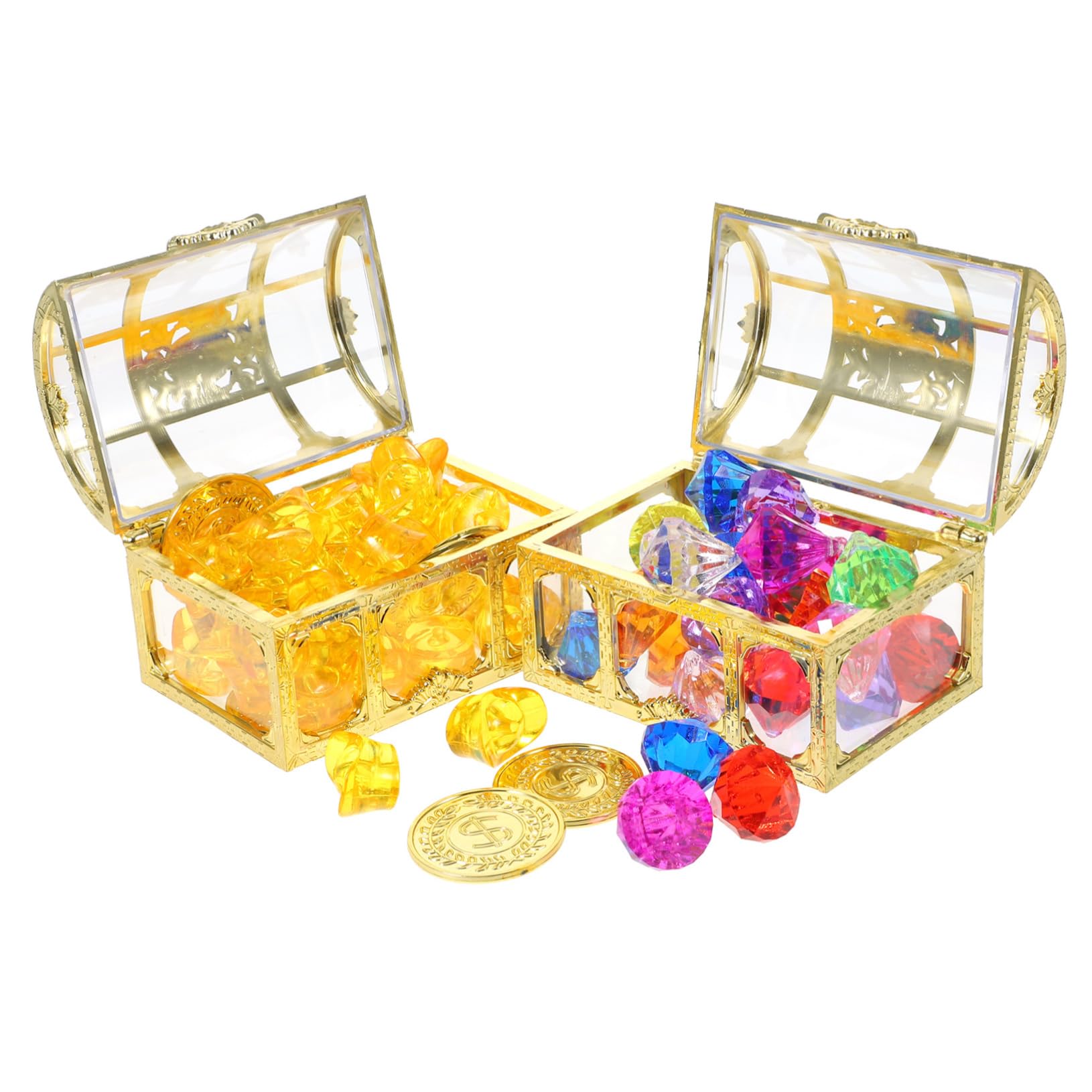 INOOMP 1Set Diving Gemstone Pool Set with Treasure Chest Gemstones Coins Fun Bath for Ages for Underwater Adventures and Pool Games
