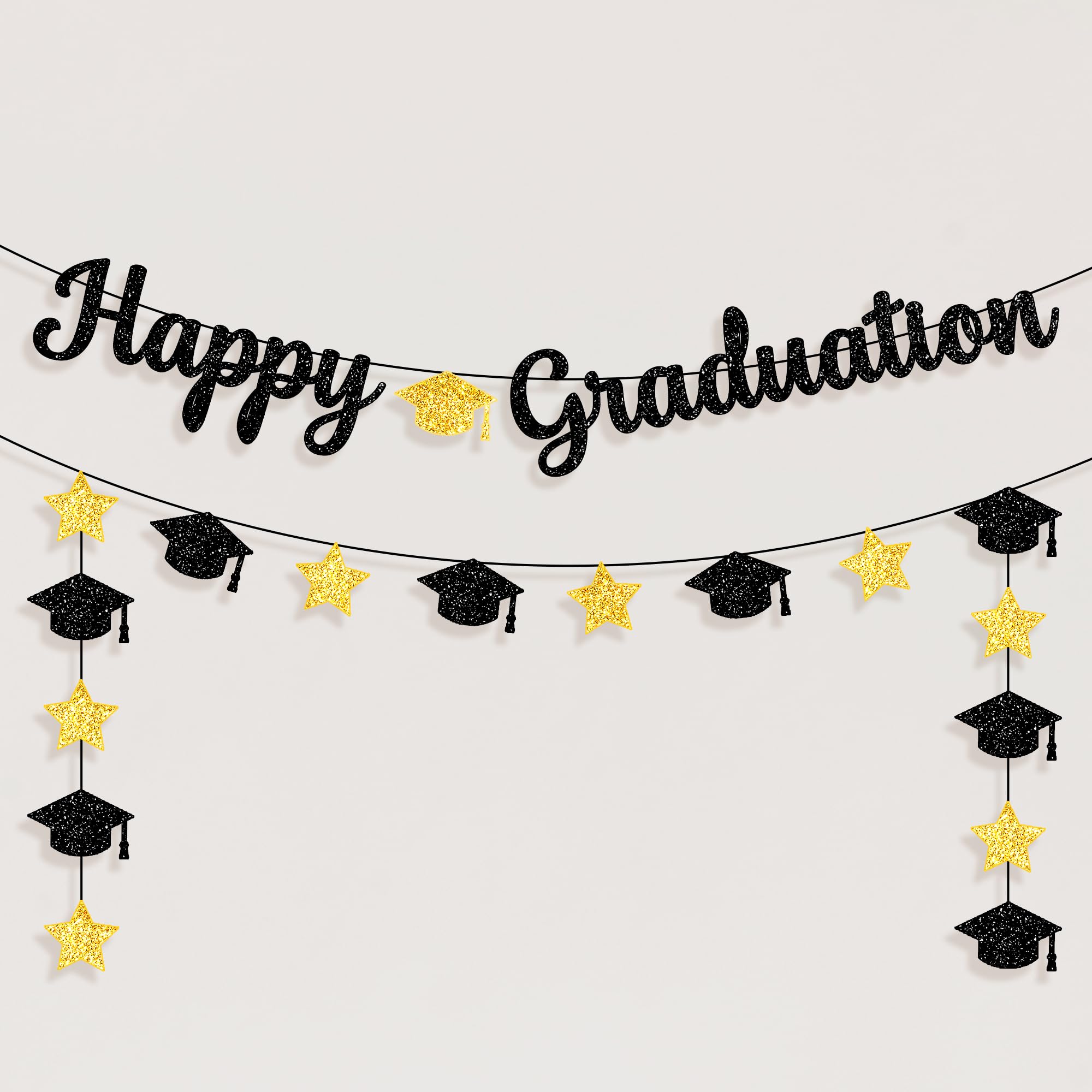 KatchOn, Glitter Happy Graduation Banner - No DIY, Pre-Strung | Graduation Decorations 2025, Grad Cap decorations | Congrats Grad Banner for Grad party Decor Class of 2025