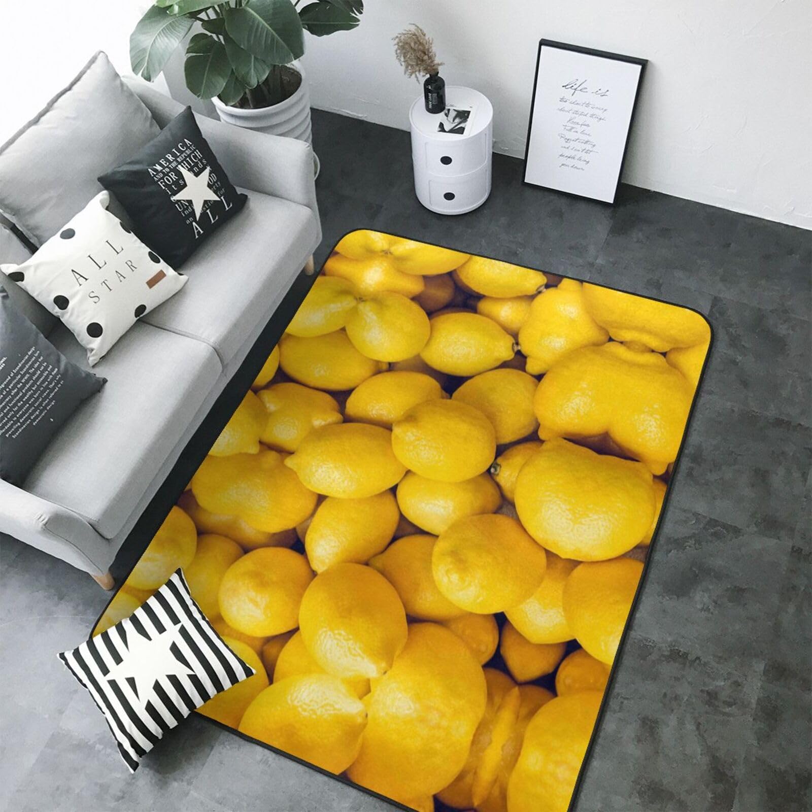 Tapis de chambre doux jaune citron pour illuminer vos réveils matinaux