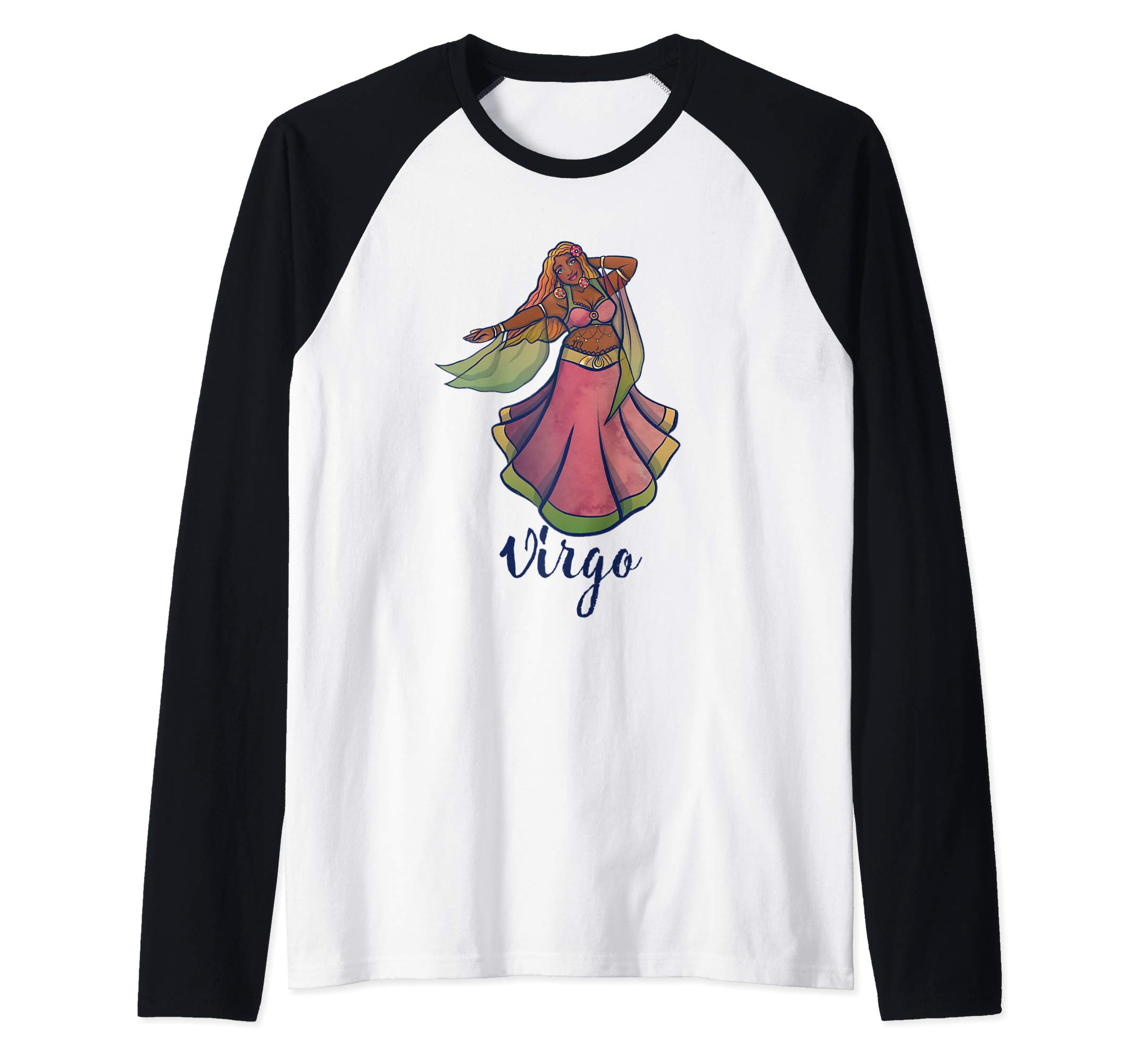 Virgo SnuggVirgo Belly Dance Zodiac Art Raglan Baseball Tee