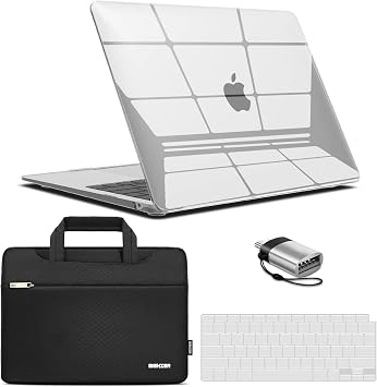 IBENZER 2020 MacBook Air 13" Case M1 A2337 A2179 A1932 Hard Shell Case & Sleeve Bag & Keyboard Cover & Type C Touch ID 2018-2020 Crystal Clear MAT13-CYCL+3