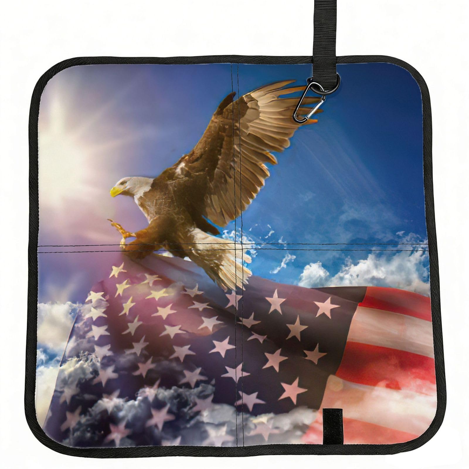 bghdfa American Usa Flag Eagle Art Print Outdoor Sitting Mat Waterproof Oxford Cloth Seat Cushion Folding Foam Camping Seat For Picnic