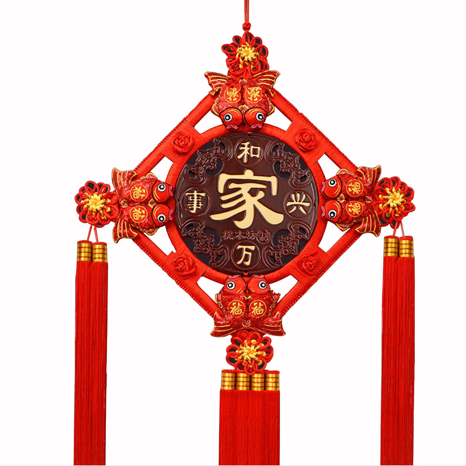 Chinese New Year Decoration 2022 Chinese New Year Decorations, 8-Fish Chinese Knot, Tassel Pendant Wall Decoration(Size:112cm,Color:Red)