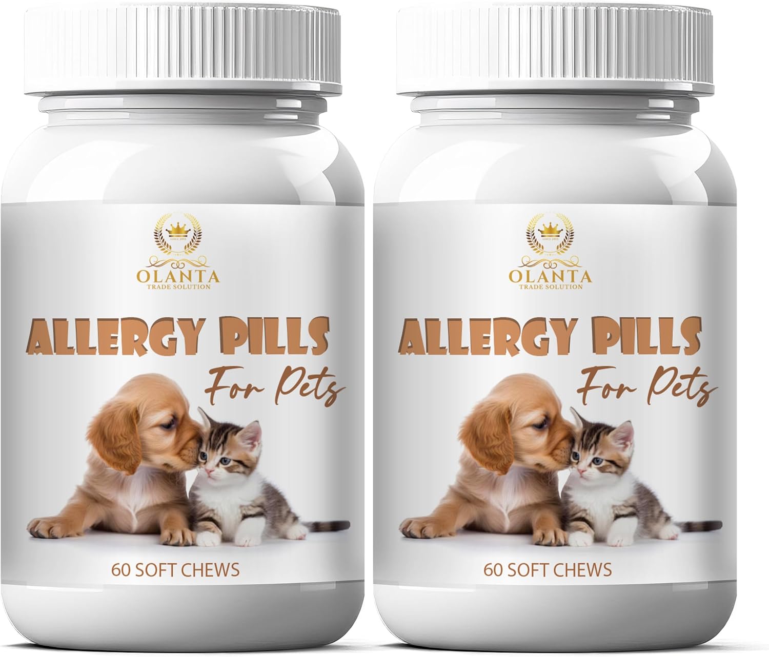 Dog and Cat Allergy Support – Seasonal Allergy Defense, Support Skin Comfort & Coat Health, Allergy Support Supplement for Pets – 2 Bottles 120 Chews