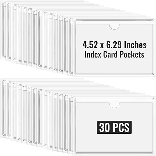 Miniatura 1 de Bolsillos adhesivos transparentes de 4 x 6 pulgadas, bolsillos para tarjetas de índice, fundas autoadhesivas con bolsillos de carga superior para