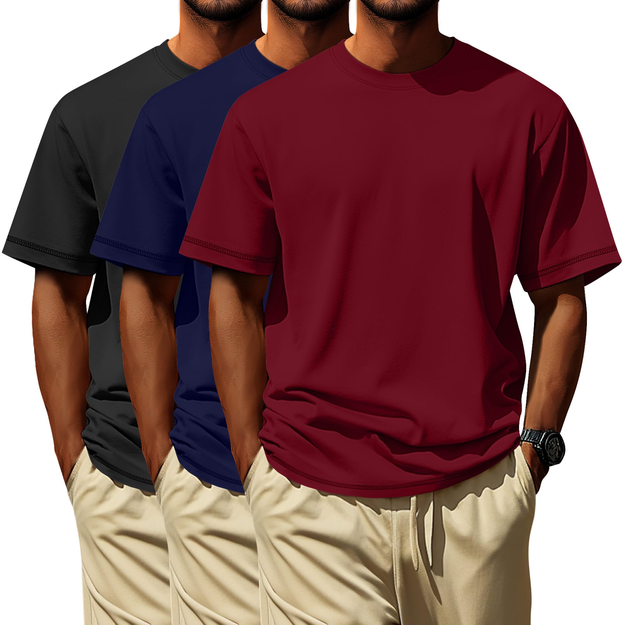 Neer 3 Pack Big and Tall Shirts for Men L-7xl, Short Sleeve Men Crewneck Tops Loose Casual Large T-Shirts Summer Basic Tee