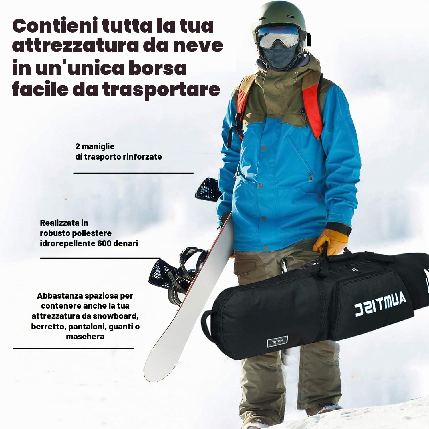 AUMTISC Borse da Snowboard Borse da tavola Borsa da sci Attrezzatura da sci Stoccaggio per snowboard Borsa da viaggio per snowboard Borsa da sci imbottita Attrezzatura da sci Borsa da viaggio per sci