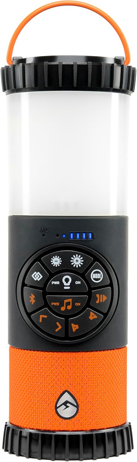ECOXGEAR EcoLantern: Indoor/Outdoor Portable Bluetooth Speaker, 88dB Loud, IP67 Waterproof, with 360 Degree Sound and Party Lights, 20+ Hours Playtime (Orange)