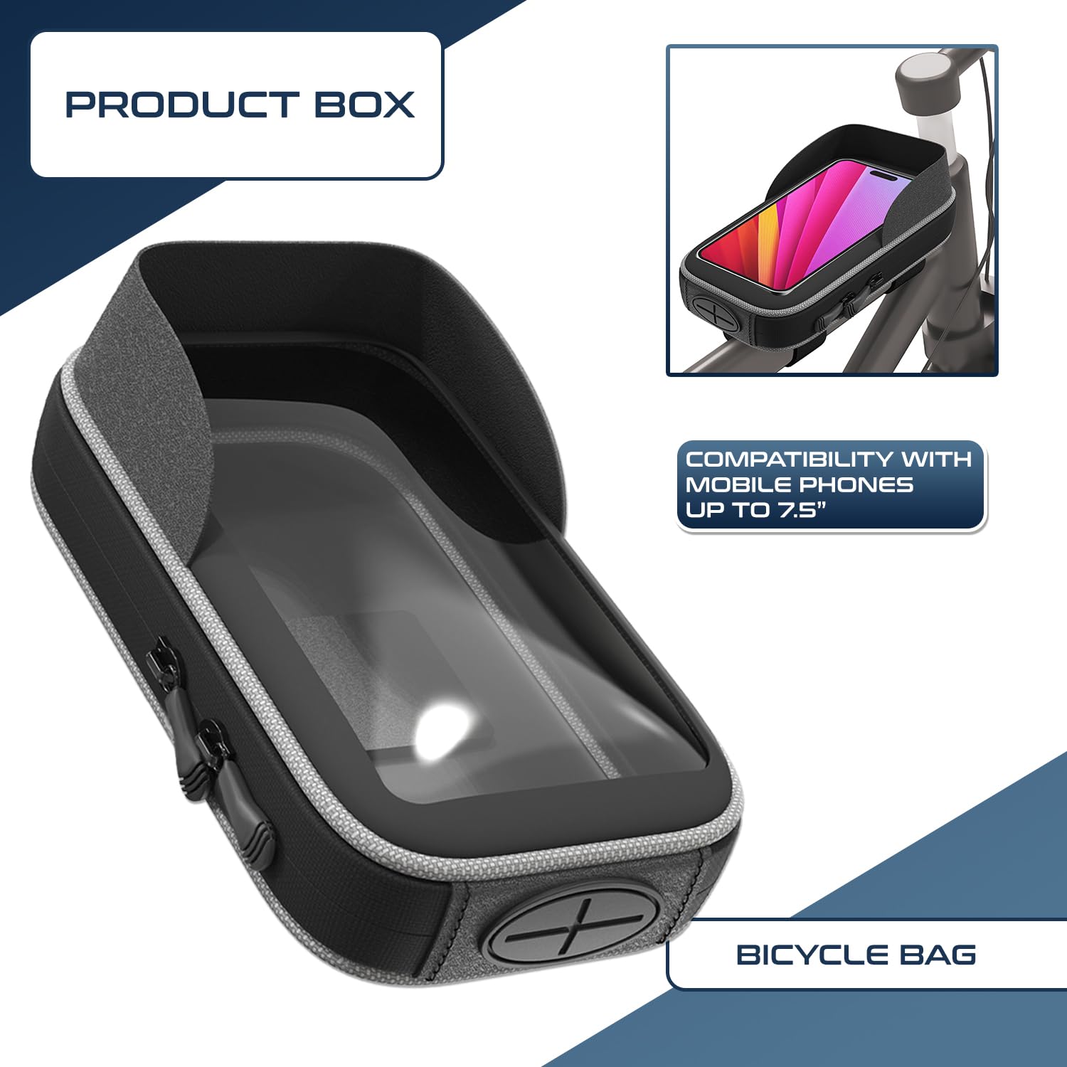 Turnaroundtech Frame Bike Bag Compatible with Smartphones up to 7.5 Inches Ergonomic Design and Water Resistant Ideal for Mountain and Urban Cycling Easy Access - Image 2