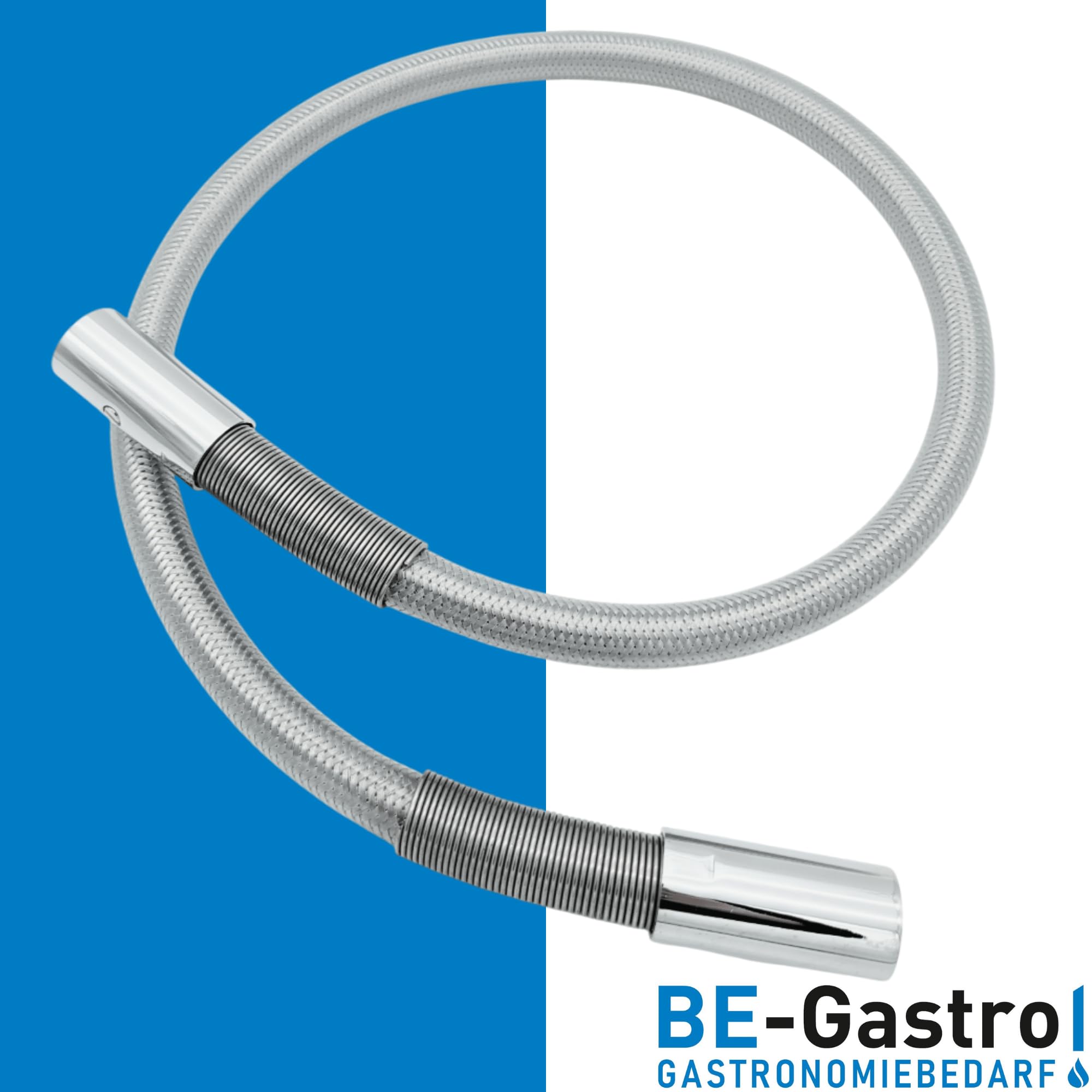 BE-GASTRO | Tubo flessibile professionale per doccia da 100 cm, con speciale protezione antipiega, per doccia in treccia inox rivestito in gomma – attacchi 1/2", tubo di ricambio per doccetta