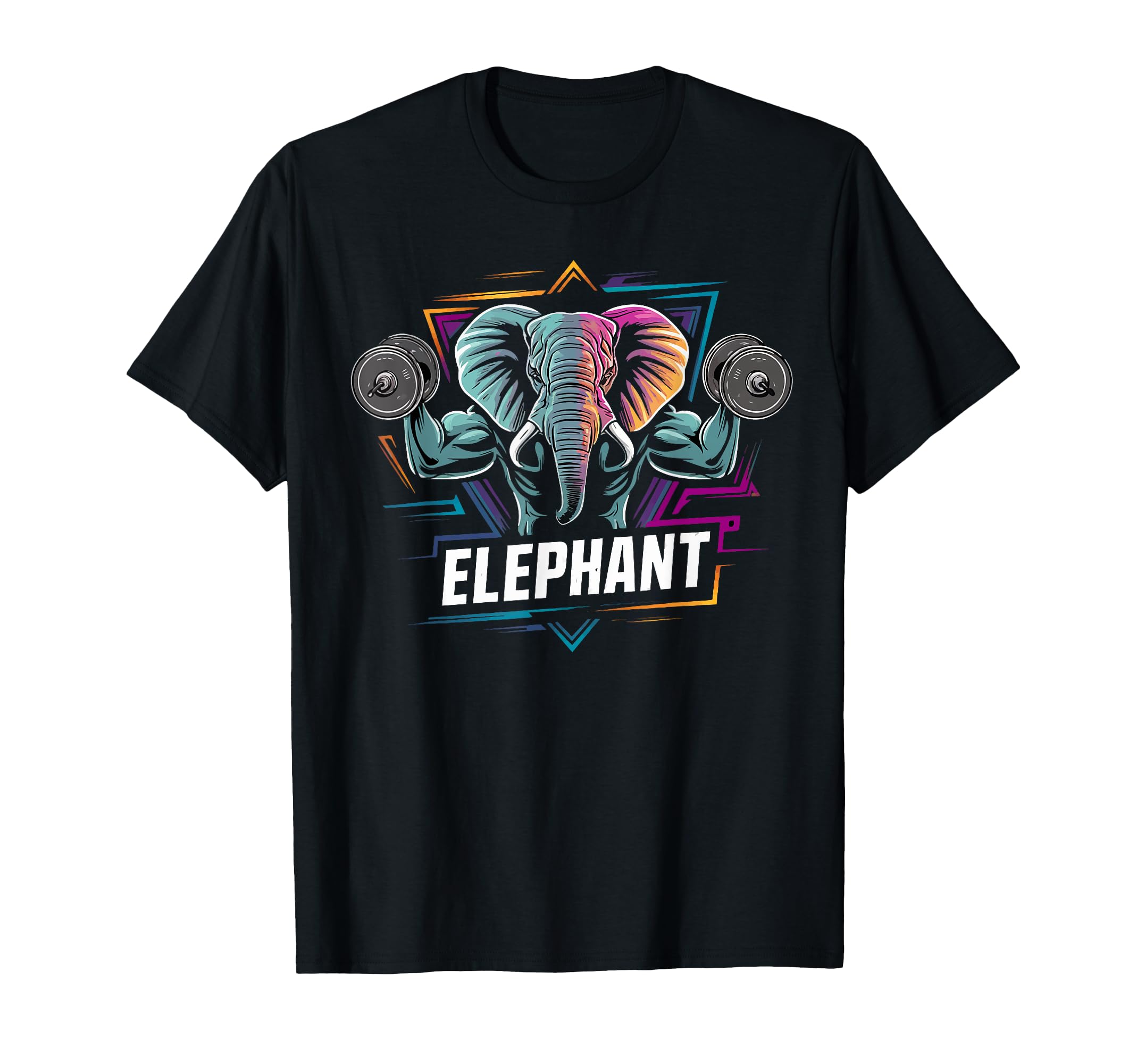 Funny elephant Lifting Weights Gym Workout Animal Fitness T-Shirt