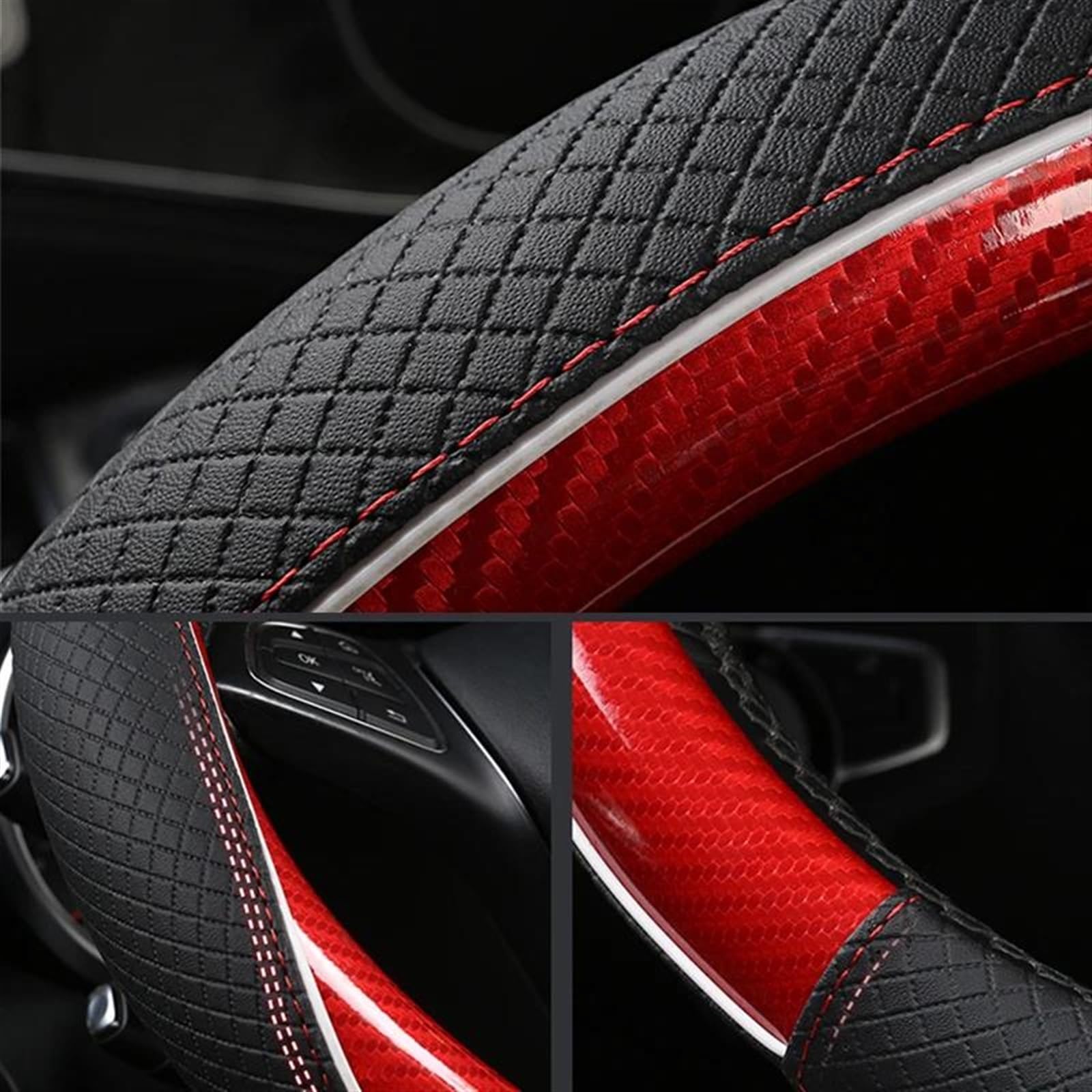 Accessori Per Lo Styling Auto In Pelle Microfibra Per Suzuki Per Swift Copertura Protettiva Per Volante Per(White O shape)