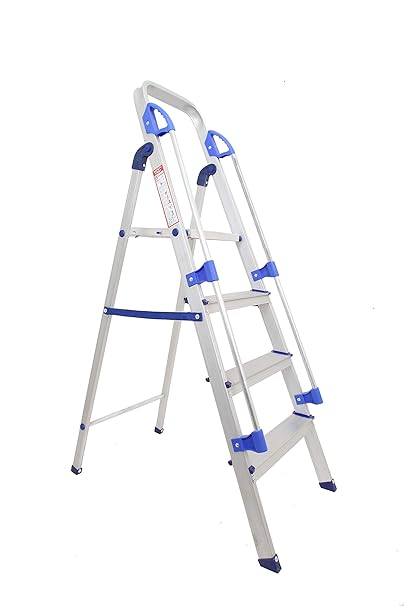 BRANCLEY 4 Step Aluminium Ladder (142.2 x 48.3 x 10.2 cm, Silver)